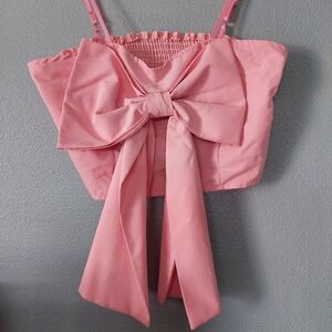 [No brand] Pink big bow crop top